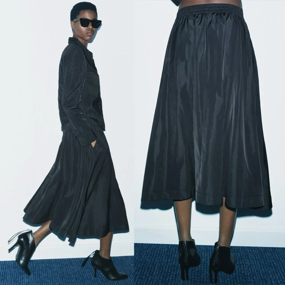 NEW ZARA midi black skirt 2731 size M/L - Picture 3 of 3